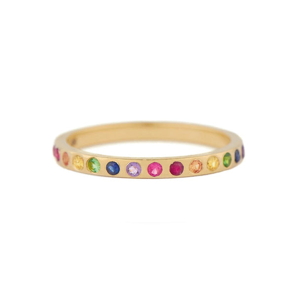 Rainbow Gemstone Flush Ring