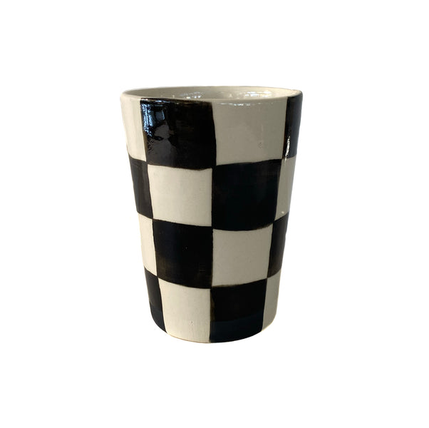 Black Checker Ceramic Cup