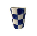 Blue Checker Ceramic Cup