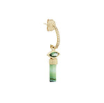 Green Pencil & Marquise Tourmalines Single Earring