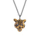 Gold Oxidized Silver Moonstone and Diamond Leopard Pendant