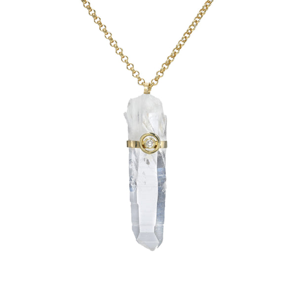 006 Lumerian Seed Crystal and Diamond Necklace