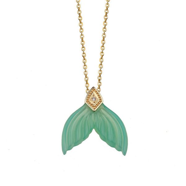 MERMAID – Gold Necklace, Green Chalcedony & Diamond