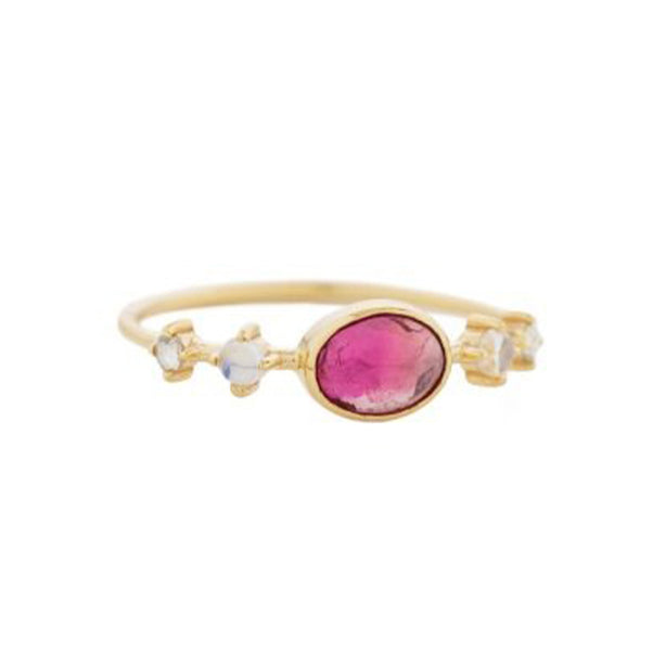 Pink Tourmaline & Diamonds Ring
