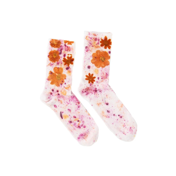 Pink Floral - Flower Power Cotton Crew Socks