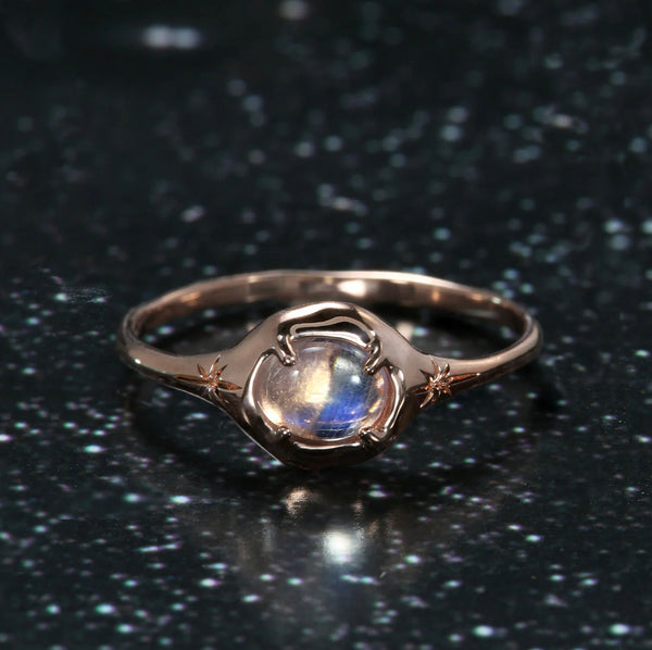 Rainbow Moon Silhouette Ring
