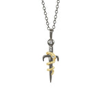 14k and Antiqued Silver Resilience Dagger Pendant