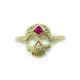 Skull with Princess Cut Ruby Ring