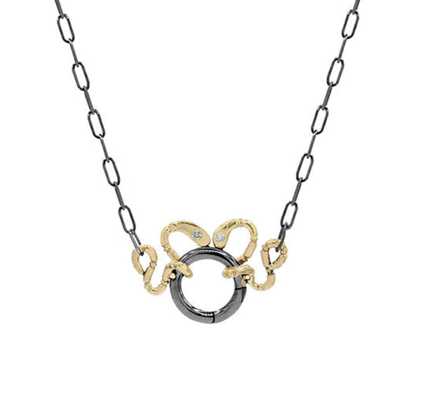 Mixed Metal Twin Snakes Charm Holder