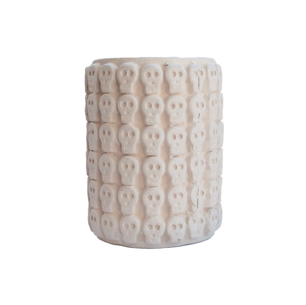 White Small Ceramic Skull Pot