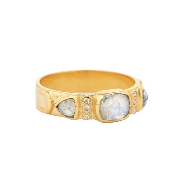 Totem Moonstone and Diamonds RIng