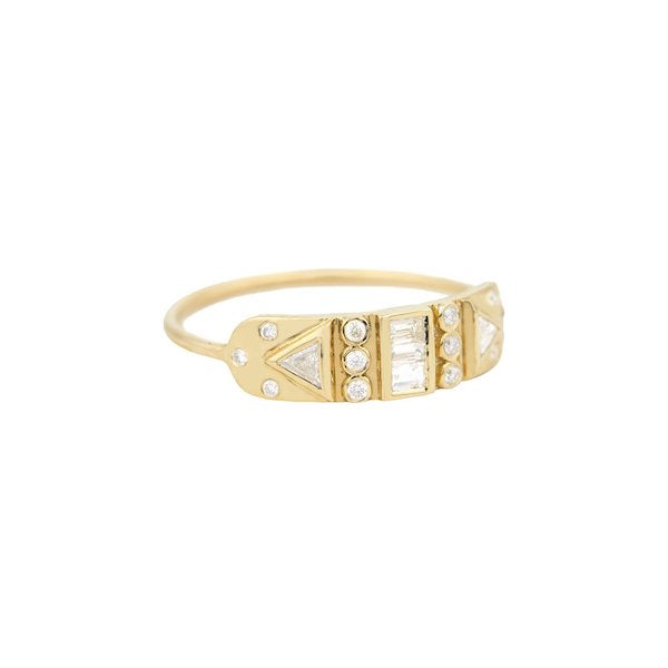 Baguettes & Triangles Diamond Totem Ring
