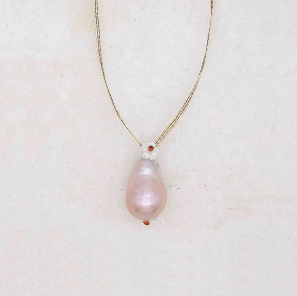 Baroque Pearl on Ribbon Necklace