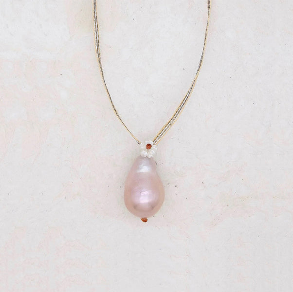 Baroque Pearl on Ribbon Necklace