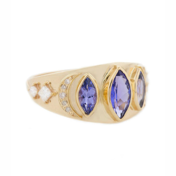 Triple Marquise Tanzanite & Diamonds Ring