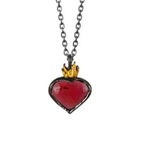 Garnet Sacred Heart Pendant