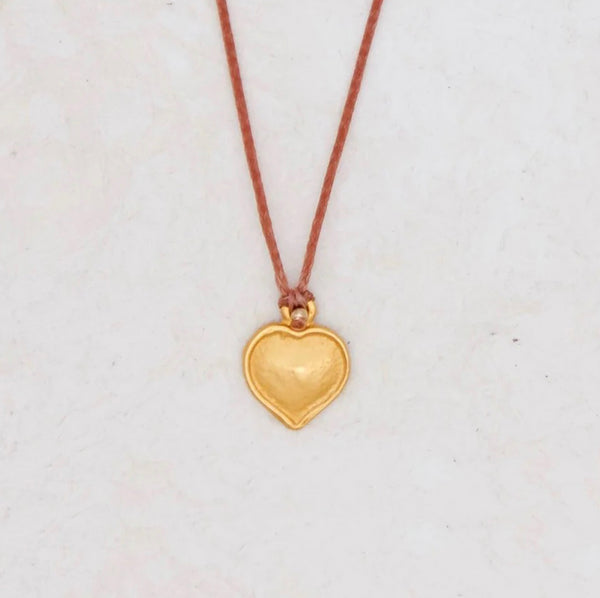 Golden Edged Heart Milagro Necklace