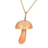 Magic Mushroom Hand Carved from Apricot Conch Shell with Diamond