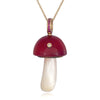Red Chalcedony "Day Berry" Mushroom Charm in Gold with Rubies and Diamond