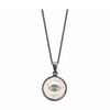 Oxidized Small Round Amulet Necklace - Opal Eye
