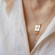 Heart Moonstone Plate & Diamonds Necklace